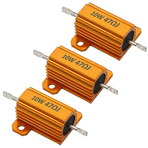 ETOPARS 3 Piezas 10W 47 Ohm Resistencia 5% Aluminio Carcasa Resistencia Bobinado Chasis Montado Resistencias de Carga Aluminio Caja Resistor Adaptador Luces Convertidor