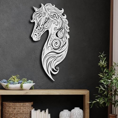 Décoration murale métal cheval doré 75x150 grand format