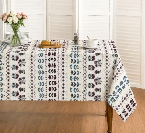 Image of Amazon Brand - Umi Super Soft Brushed Microfiber Cotton Dining Table Cloth, Printed Rectangular 6 Seater Table Cover 60X90(Inches)