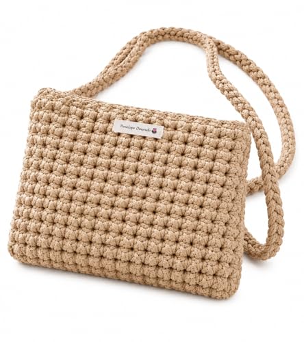 Bolsa de Crochê Penélope Duo Transversal Tira Colo – Boho Chic, Leve, Artesanal, Bege