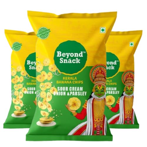 Image of Beyond Snack Nendran Kerala Banana Chips | Sour Cream Onion Parsley | Thin Crunchy Crispy Snack |300g (100g*3packs)