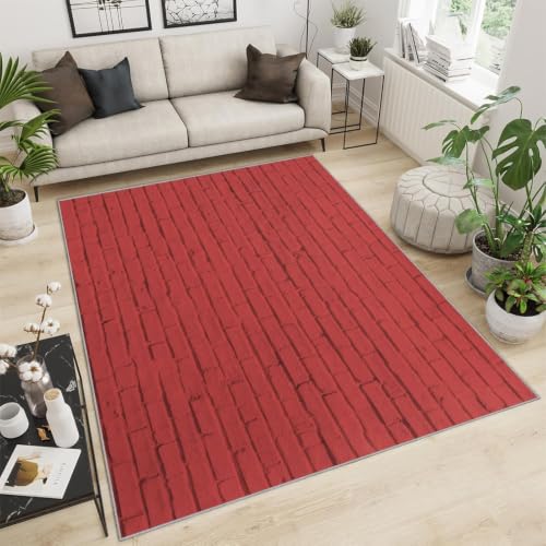 Tapis mur de briques rouges lavable moquette 3D antiderapant 150x240 - 3