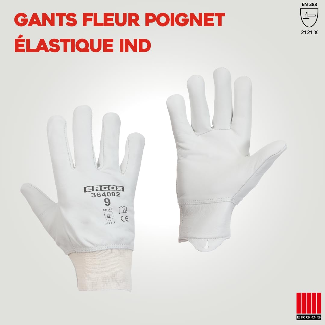 Ergos Gants De Travail En Cuir |12 Paires | Protège Contre