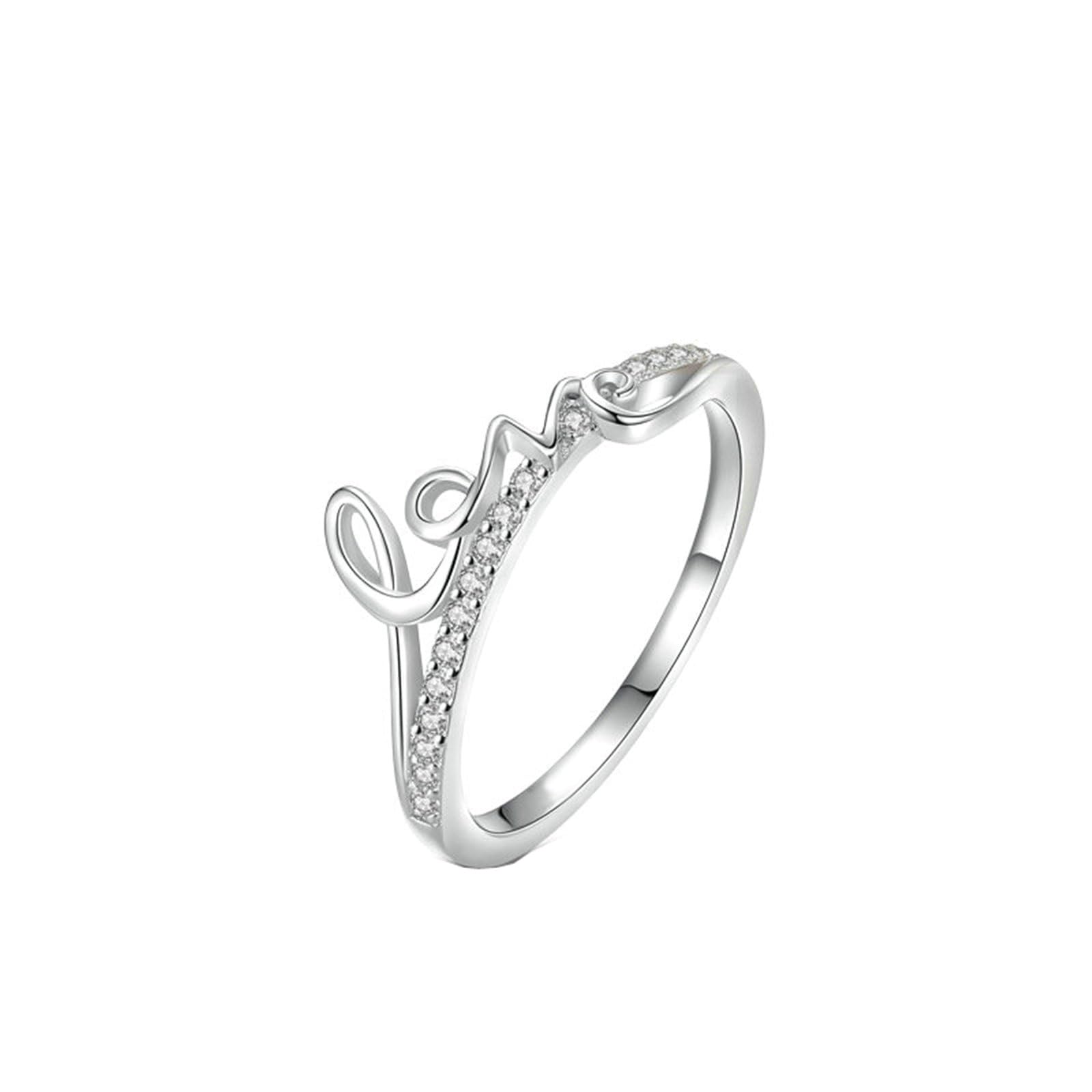 Anillo de boda de oro blanco de 9 quilates para mujer, diseño de amor blanco con moissanita