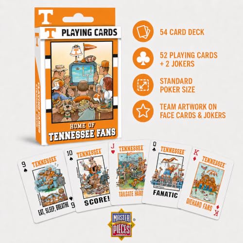 Image of Masterpieces Adult Playing Cards - Tennessee Volunteers Fan Deck, 54 Card Poker Size