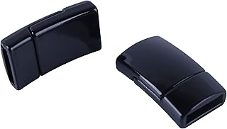 KONMAY Flat Magnetic Jewelry Bracelet Clasps, 5 Sets 11.0x3.0mm Black Flat Closure Magnetic End Caps for Leather Bracelet Making