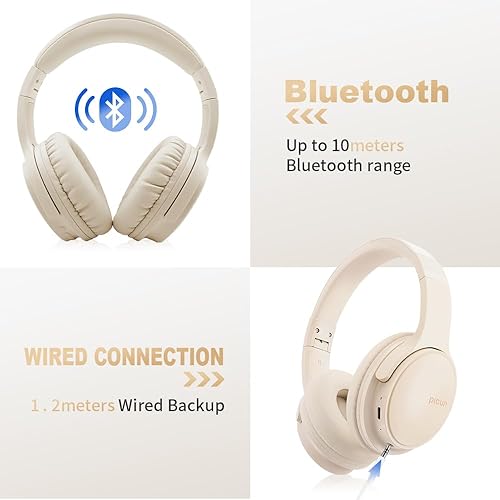 Miniatura 2 de SLuB Auriculares inalámbricos sobre la oreja, auriculares Bluetooth plegables, sonido estéreo HD, micrófono HD integrado, tiempo de reproducción de