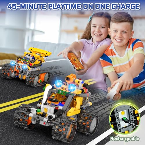 Robot Building Kit for Kids and Adults, 4-in-1 Rechargeable RC Robotics Kit with Remote & App Control, STEM Coding Toys & Science Projects, Birthday Gifts for Boys Ages 8-12+ (588 Pcs) - Image 5
