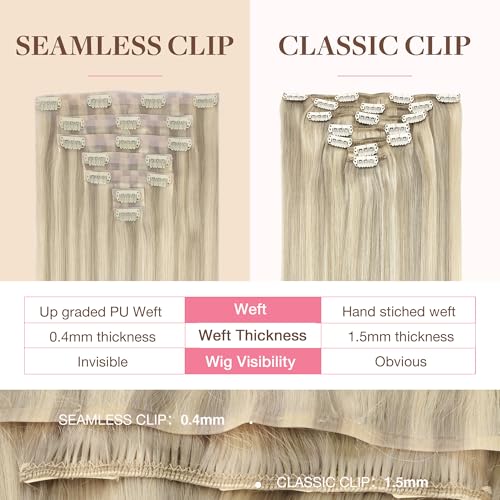 Image of GOO GOO Seamless Clip in Hair Extensions Real Human Hair Remy Extensions