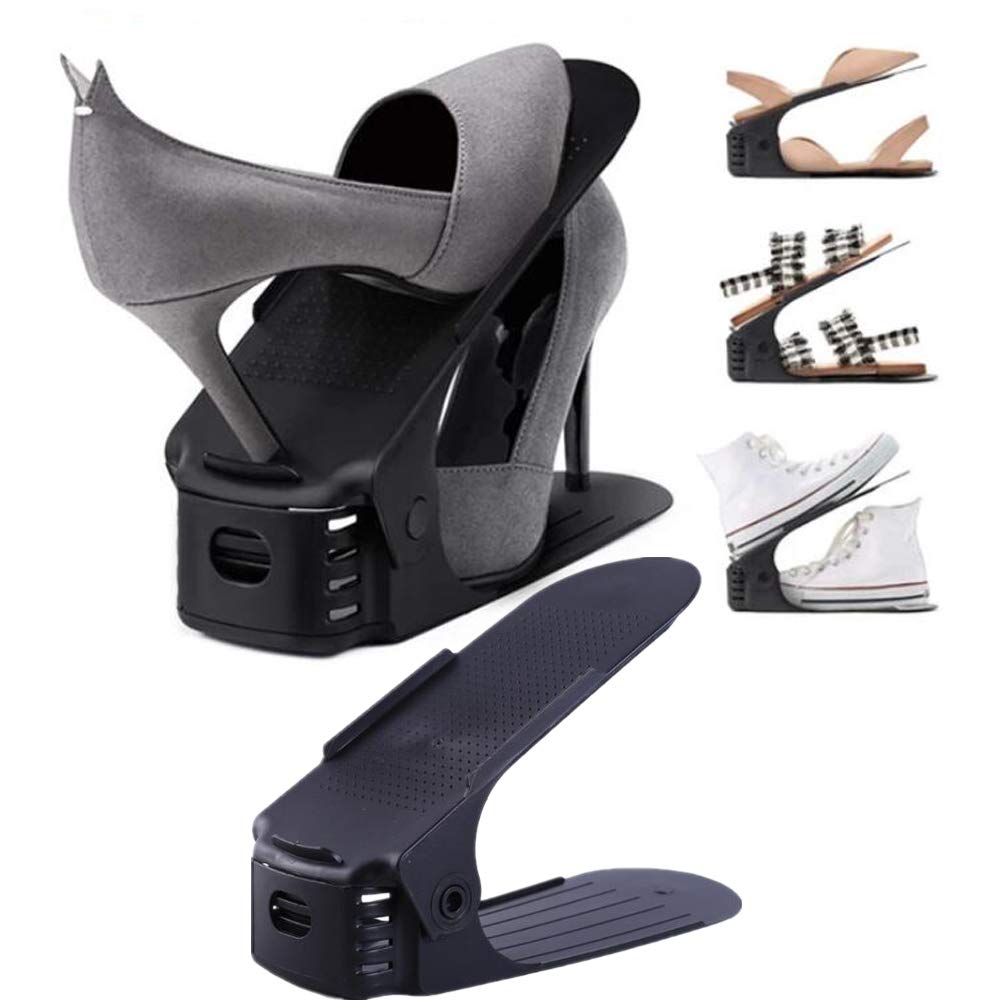 HENGMEI set di 30 Regolabile Scarpiera Salvaspazio Portascarpe Organizer Scarpe Portascarpe Regolaili in Plastica, Nero