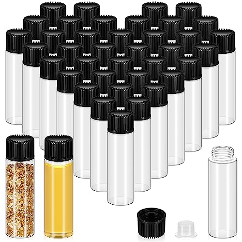 Lallisa 80 Pcs 7 ml Glass Vials with Screw Caps, Leakproof Small Glass Bottles Bulk, Mini Sample Vials with Plastic Stopper for Essential Oils, Sample, DIY Craft (Clear with Black Cap)