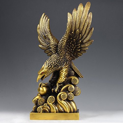 YUNHAO Magnificent Chinese Brass Eagle Wealty Figurine Bird Statue Home Decor