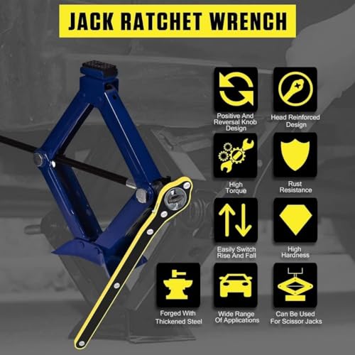 Image of Universal Car Jack Ratchet Wrench with 360 Forward & Reverse Knob | Labor-Saving Scissor Jack Speed Handle Tool for Tire Wheel Lifting