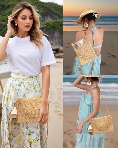 Small Straw Clutch Purses For Women Raffia Shoulder Beach Bag Summer Woven Purse Envelope Crossbody Handbag Wallet2