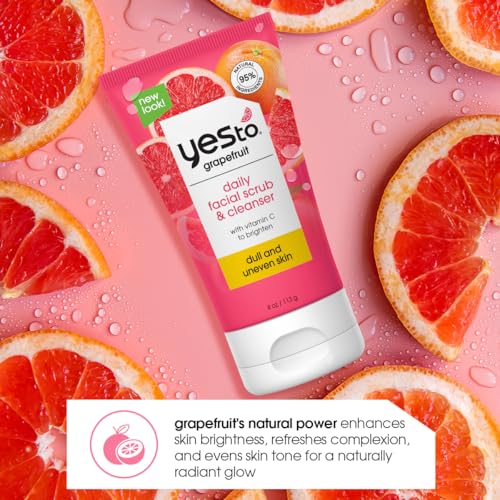 Yes To Grapefruit Daily Facial Scrub & Cleanser, Exfoliating & Restoring Cleanser That Enhances Skins Radiance, With Antioxidants, Lemon Balm Extract, & Vitamin C, Natural, Vegan & Cruelty Free, 4 Oz - Image 6