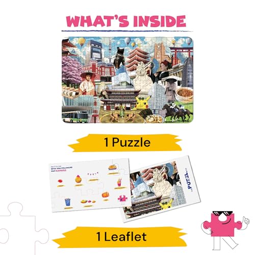 Image of Tokyo City 250 Pieces Jigsaw Puzzle, Puzzle for Adults & Kids 9+, Educational Travel Game with Leaflet, Fun Brain Booster Puzzle 200+ Pieces, Family Games