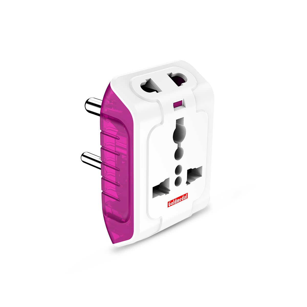 Goldmedal Spice 3 Pin 240V Multi Plug Socket | Universal Travel Adaptor with LED Indicator | Supports 2-Pin&3-Pin Plugs | Multiplug for Home&Office Appliances |Compact & Reliable |(White)