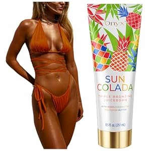 Onyx Suncolada Triple Bronzing Pineapple Sun Tanning Lotion | Tanning Lotion for Indoor and Outdoor | Natural Fruit Extracts for Long Lasting Smooth Moisturizing Hydrating Anti Aging Skin – 8.5 fl oz