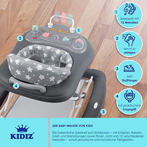 KIDIZ® 4 en 1 Babywalker juego y andador, función de columpio hamaca con ruedas, luz, música, centro de juegos, mesa de comedor, silla para caminar bebés a partir de 6 meses - imagen 5
