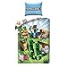 Halantex Minecraft Set Letto Singolo Fuga dei Cactus Originale Copripiumino 140x200cm e copriletto 70x90cm Cotone Ufficiale