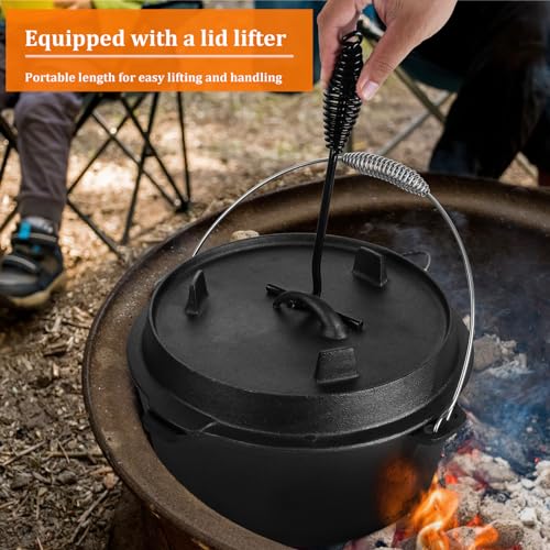 Leonyo-Cast-Iron-Dutch-Oven-with-Lid-Lifter-7QT-Dutch-Oven-Pot-with-Lid-2-in-1-Camping-Pots-and-Pans-Set-Cast-Iron-Frying-Pan-Pre-Seasoned-Deep-Pot-for-Sourdough-Bread-Baking-Campfire-Cooking