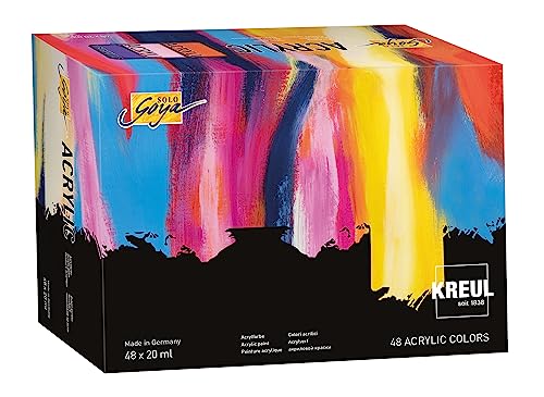 KREUL 84178 - Solo Goya Acrylic Set mit 48 Farben in 20 ml Tuben Künstler-Acrylfarbe in Studienqualität trocknet schnell und gleichmäßig matt auf wasserfest