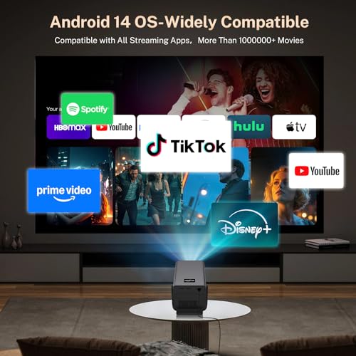 Image of 2000 ANSI Smart Projector with Apps, AI Visual Calibration & HiFi Audio X7 | Native 1080P Projector, 4K Support with HDR10, Android 14, Auto Focus&Keystone, WiFi Bluetooth, 200 inch Display for Home Theater