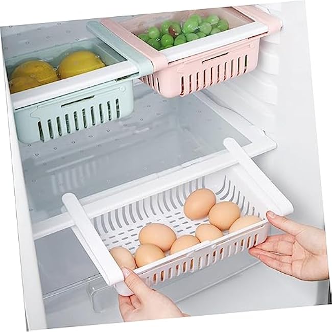 2pcs Retractable Refrigerator Storage Box Creative Organizer for Fridge Easy to Container Space-saving Design White