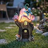 Solar Fairy House Garden Ornament with LED Light &ndash; Pink Flower Fairy House...