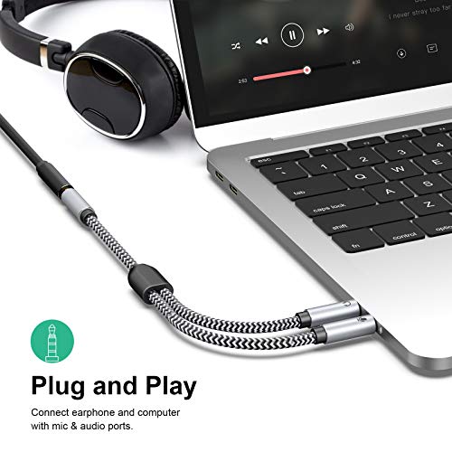 Long-Headset-Splitter-Cable-5-ft-Morelecs-35mm-Female-to-2-Dual-35mm-Male-Headphone-Mic-Headset-Adapter-for-Gaming-Headset-to-PC-Headphone-Splitter-with-Separate-Microphone-and-Headphone-Jack