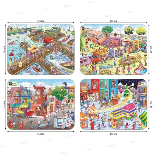 Image of ABYZ Jigsaw Puzzle, Different Design & Fun Educational Wooden Jigsaw for Little Explorer, 120 - Piece Wooden Puzzle with Multicolor, Birthday Gift for 36 Months - 6 Year Age Kids.