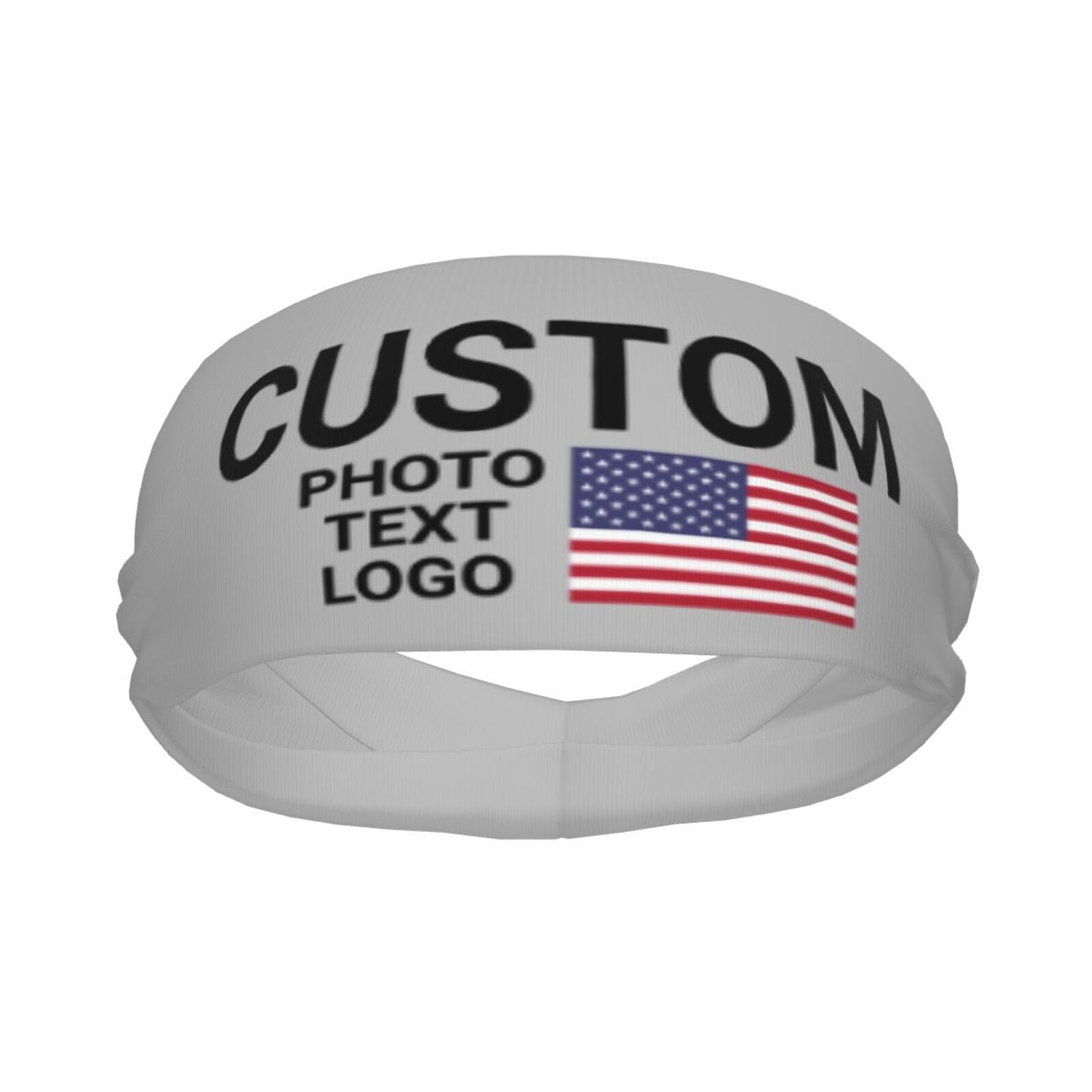 Custom Sports Headband Sweatband Bandana Add Your Photo Logo Text Number, Bulk Customized Unisex Sports Moisture Wicking Breathable Elastic