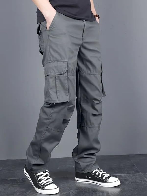 Image of Men's Casual Cargo Pants | Regular Fit Multi-Pocket Trousers-