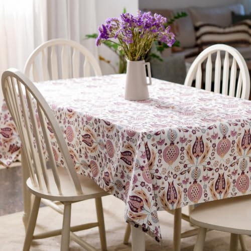Image of THE YARD HOUSE Wipeable & Anti-Slip Cotton Table Cover for Family Dining, Party. Protects Against Spills, Scratches, Damages (Songs of the Sultan, 60 x 90 inch (Rectangle))