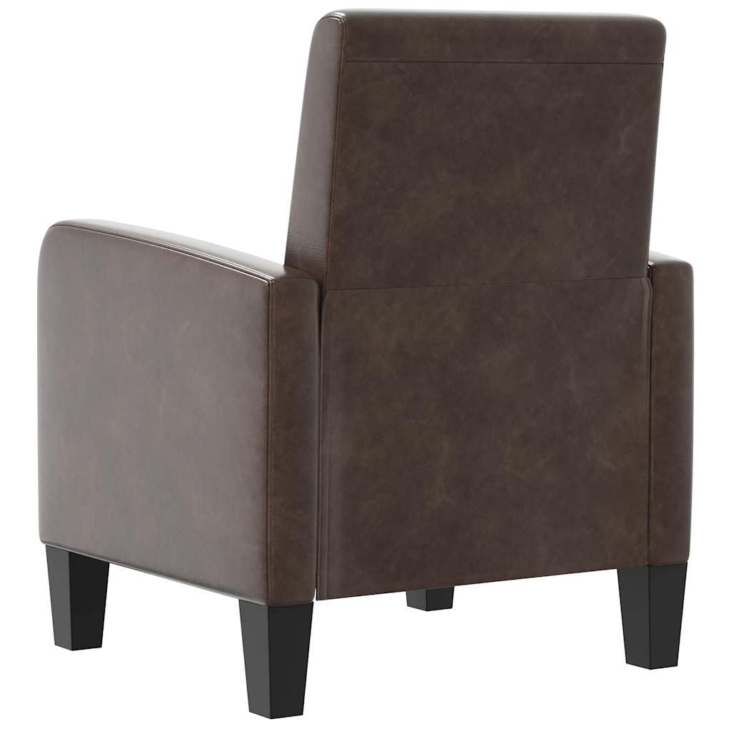 Sessel Braun Kunstleder, Ergonomischer Loungesessel mit Kiefernholz-Gestell, Moderner Polstersessel für Wohnzimmer, Lounge und Büro, Bequemer Cocktailsessel, 61 x 60 x 79,5 cm