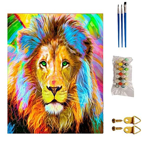 Luckine Paint by Numbers, for Adults and Kids DIY Oil Painting Gift Kits Pre-Printed Canvas Art Home Decoration Lion Themed
