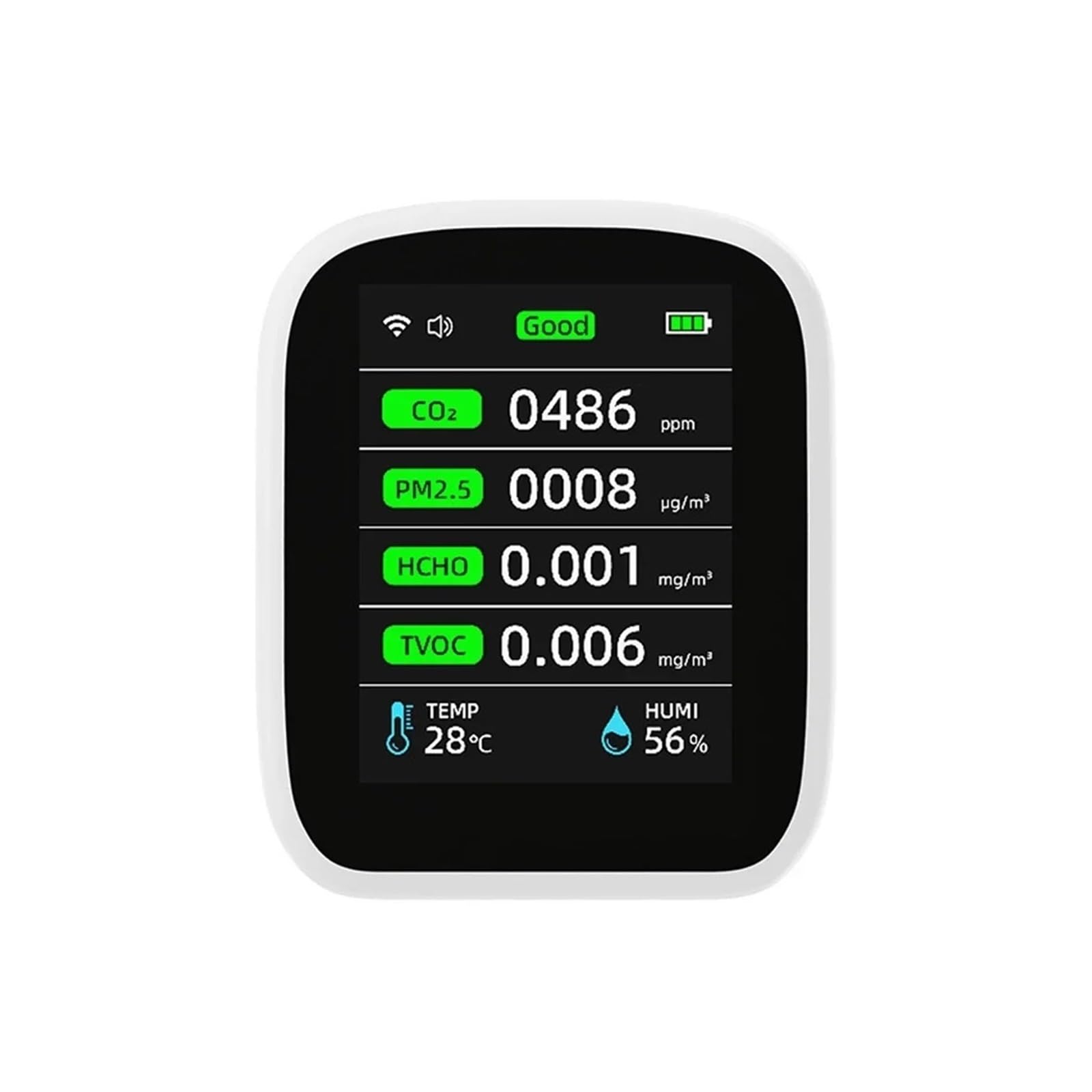 Rilevatore di gas, 8 in 1 Tuya Wifi PM1.0 PM2.5 PM10 CO2 TVOC HCHO Tester di temperatura e umidità Misuratore portatile a qualità 'aria Rilevatore anidride carbonica