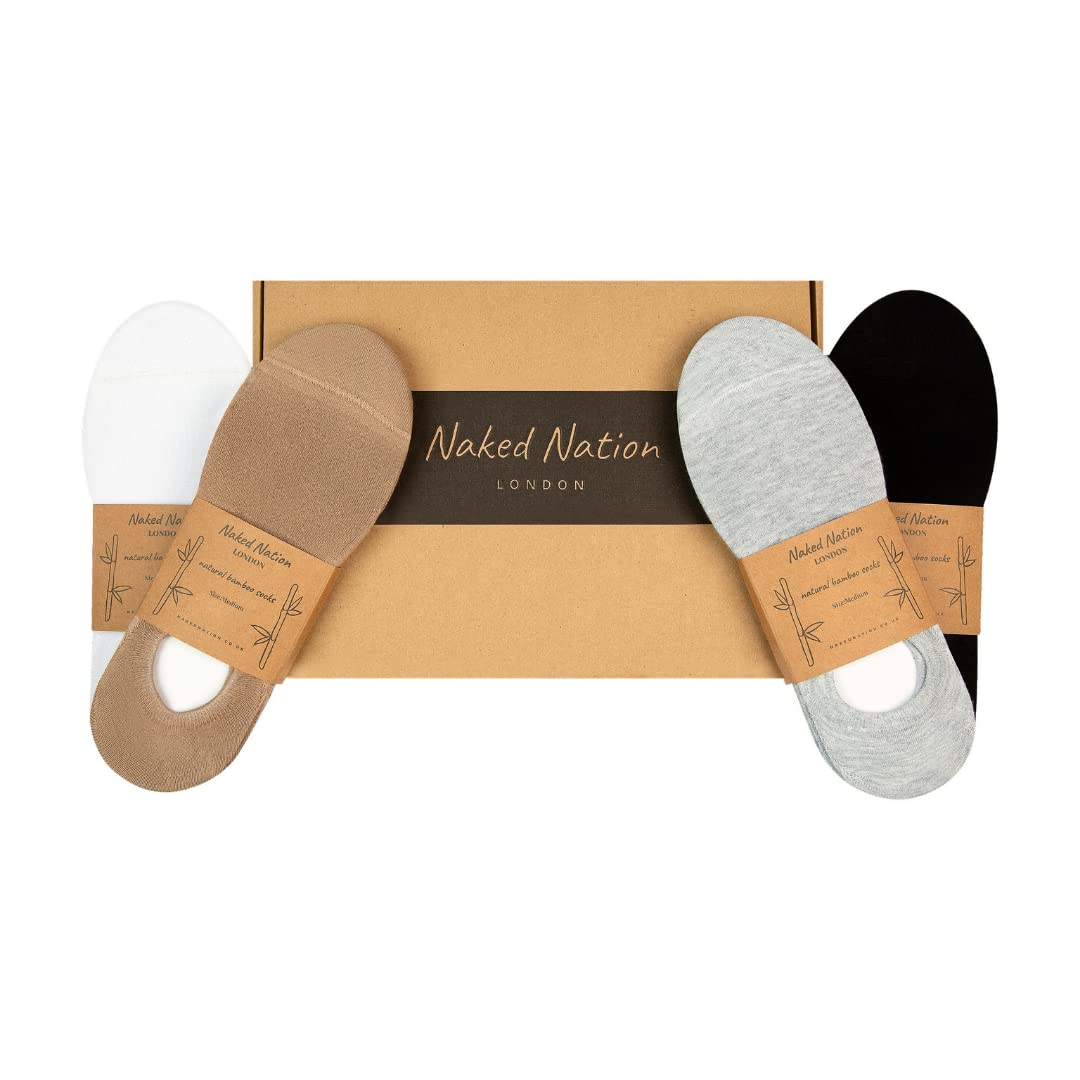 Calcetines invisibles de bambú, diseño antideslizante sin silicona, 6 pares, súper suaves y transpirables, calcetines invisibles para mujeres y hombres, talla 4-7 (M) / 8-11 (L)