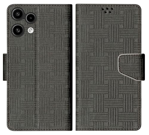 SBMS Flip Cover for Nothing Phone (3a) Lite Back Cover Case with Magnatic Closure | Genuine Leather Finish | Inbuilt Stand | Card & Money Pocket | Wallet Style Flip Back Case Cover (Mat Black)