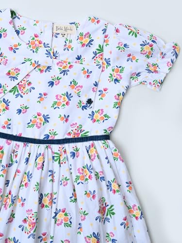 Image of mini mama by Bella Moda Front Button Half Sleeve Printed Dress (White, 3-6M)
