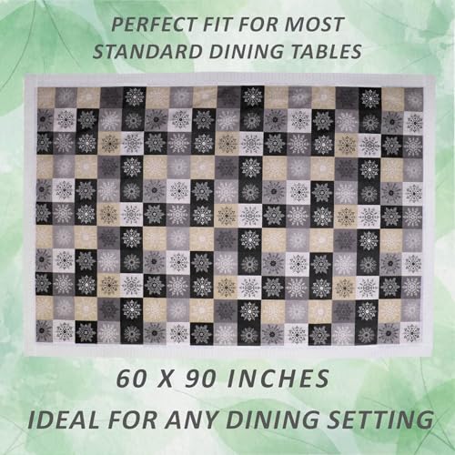 Image of Dakshya Industries 6 Seater PVC Waterproof Dining Table Cover 60x90 Inch | Floral Printed Washable Table Cloth with Lace Border