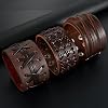 OIDEA Assorted 3pcs Mens Punk Multistrand Leather Braided Bangle Cuff Bracelet for Biker Dad Father Size Adjustable