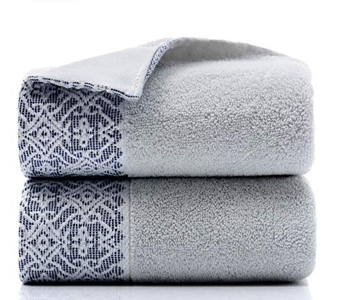 2 Pack Cotton Hand Towels,100% Cotton Face Towels, Durable Highly Absorbent Soft Washcloth Towel For Premium Luxury Spa Hotel Bathroom, Camping, Gym （14 X 30 Inch (Maoj-Classical Gray) #TOP16