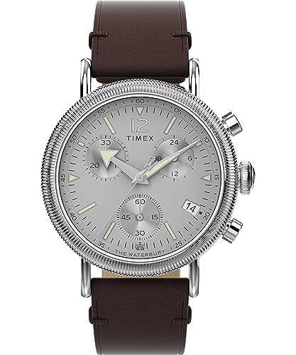 Image of Timex Waterbury 39mm Men's Analog Watch | Durable Stainless Steel Case | Day and Date Window | Durable Design | 100M Water Resistance