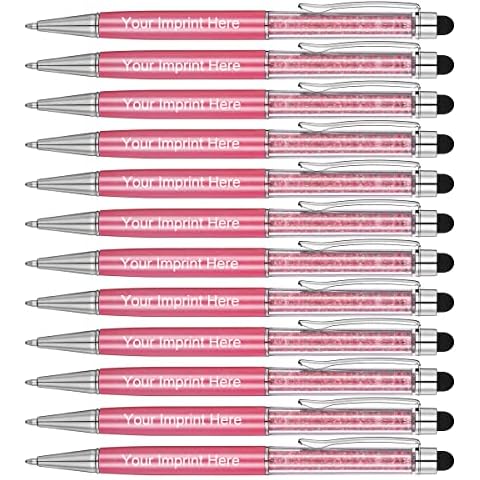 Personalized 2 in 1 Crystal Stylus Pen and Ballpoint Pens with your Custom Logo or Text (Peach) Cover