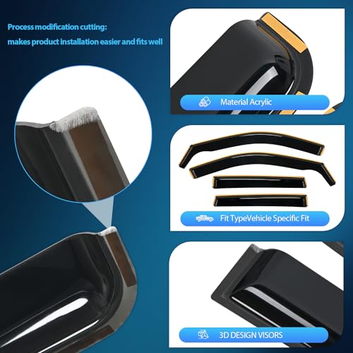 Image of Nilight in-Channel Rain Guards for Jeep Grand Cherokee 2011-2020, 4PCS | Fits Grand Cherokee 2018 2019 2020 Smoke Vent Window Visors for Rain and Highway Wind Noise