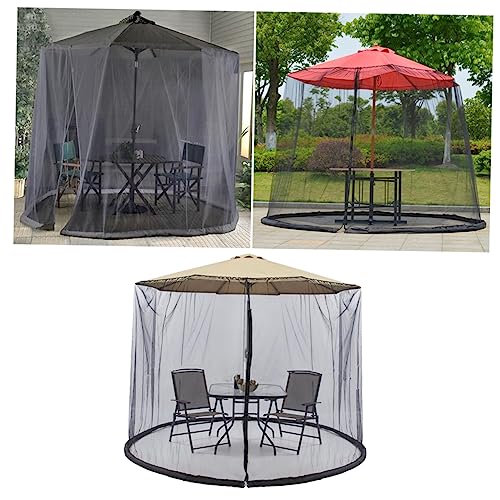 Parapluie moustiquaire de jardin noir et housse de protection pour parasol de terrasse