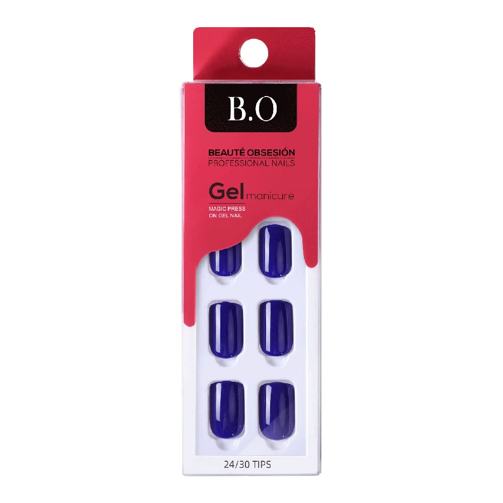Press on Nails Fake Nails，short Length False Nails，Square， Includes Prep Pad, Mini File, Cuticle Stick, and Artificial Nails with Solid Color (BO-41)