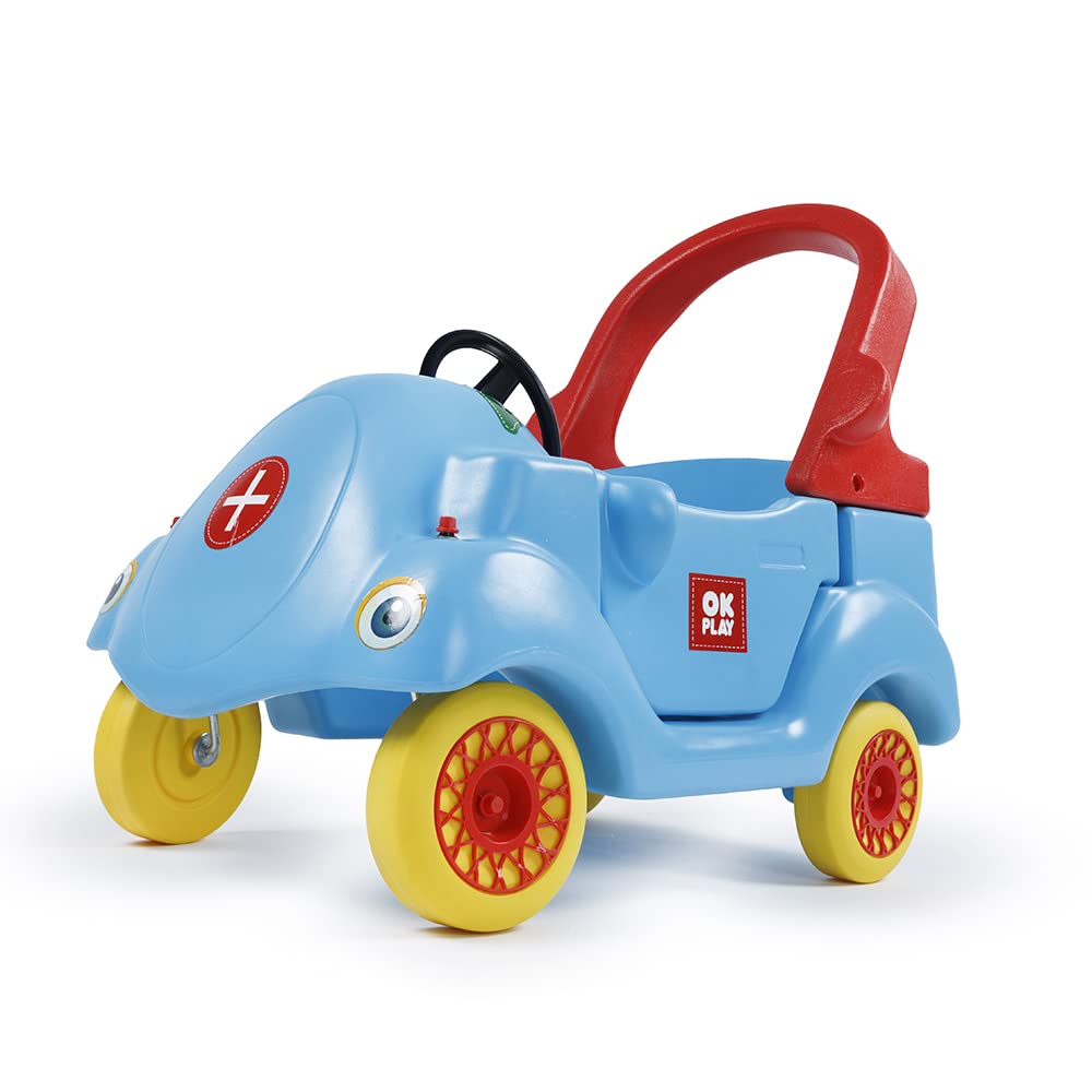 OK Play Coupe Car | Plastic Toys for Kid,Small Car for Toddlers | 4 Wheeler Car for Perfect Balancing | Improves Driving & Overall Skills of The Kid | 1+ Years (Blue)