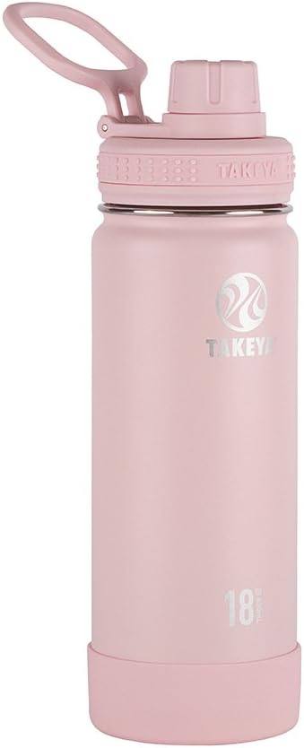 Takeya Actives Insulated Stainless Steel Water Bottle with Spout Lid, 18 Ounce, Blush Blush 18 Ounces